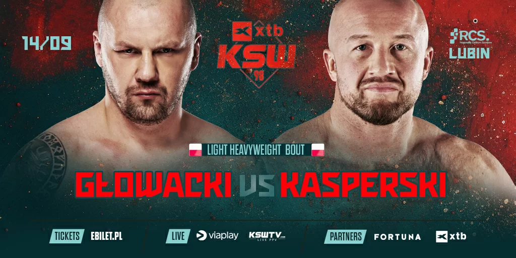 Starcie Głowacki vs Kasperski dodane do karty walk gali XTB KSW 98 w Lubinie