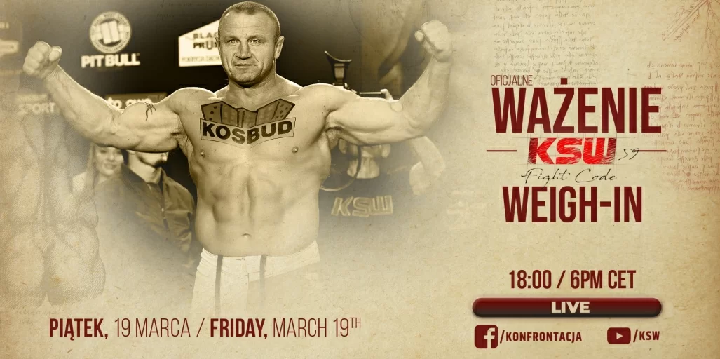 Zapraszamy na transmisję z ceremonii ważenia przed KSW 59